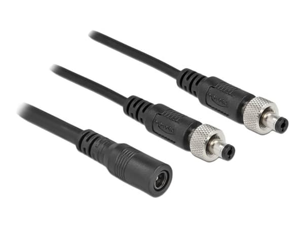 Delock - Strøm-splitter - DC jackstik 5,5 x 2,1 mm (hun) til DC jackstik 5,5 x 2,1 mm (han) kan skrues - 30 V - 5 A - 50 cm - lajittelu