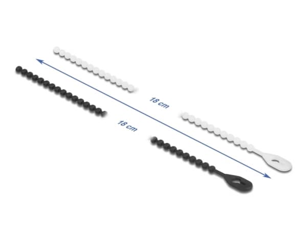Delock Beaded - Kabellissesett - 18 cm - svart/hvit (en pakke 100)