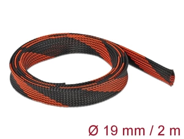 Delock - Flätad ärm - 2 m - svart, röd