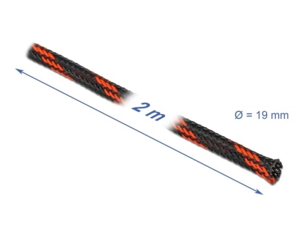 Delock - Flätad ärm - 2 m - svart, röd