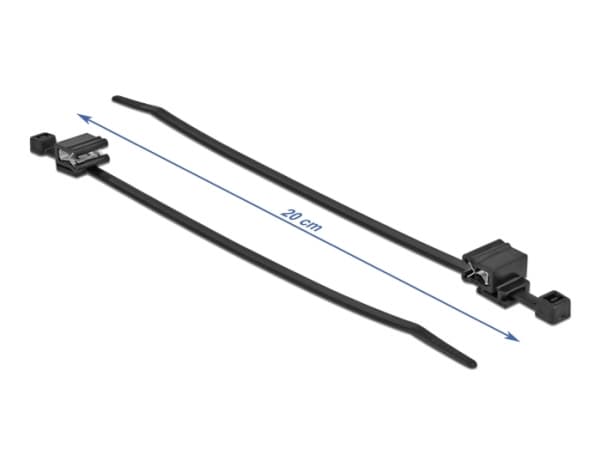 Delock - Kabelfestebånd - with edge clip - 20 cm - svart (en pakke 50)