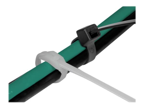 Delock - Kabelfestebånd - med flat hode - 37 cm - svart, gjennomsiktig (en pakke 100)
