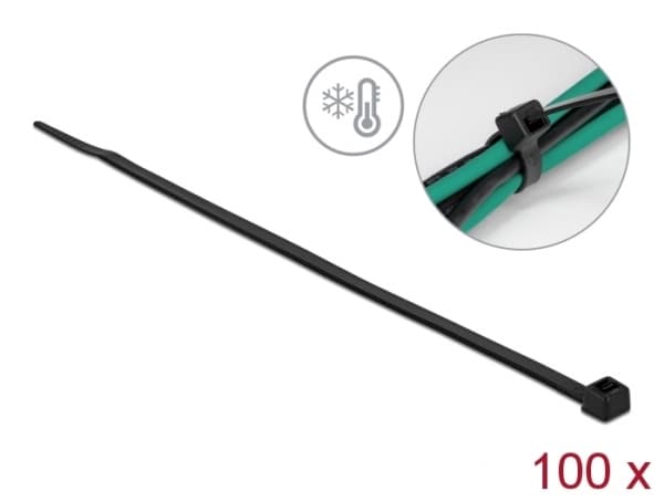 Delock - Kabelfestebånd - cold resistant - 20 cm - svart (en pakke 100)