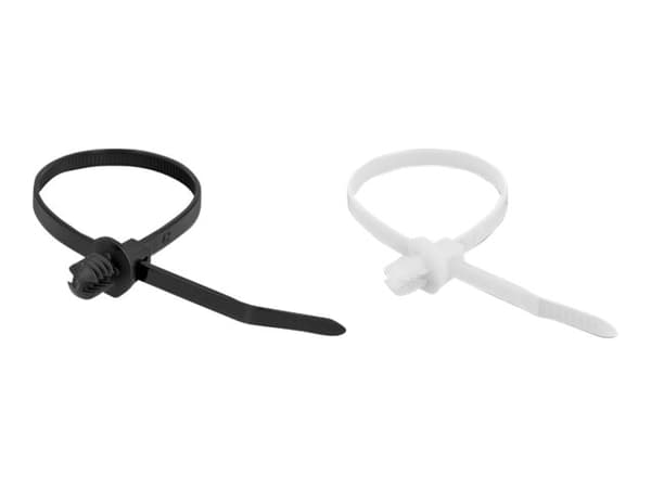 Delock - Kabelfestebånd - with lamella base - 20 cm - svart, gjennomsiktig (en pakke 100)