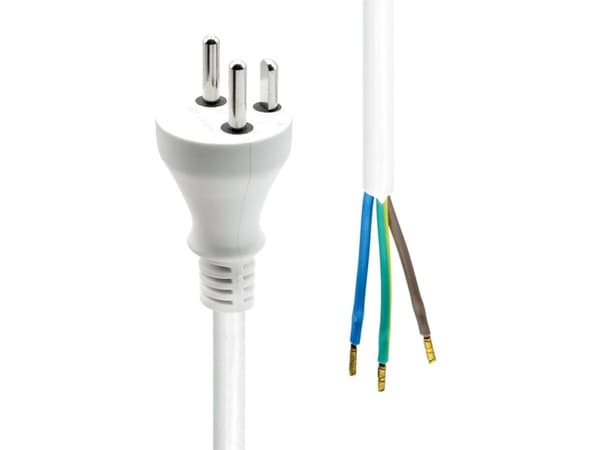ProXtend - Strömkabel - Typ K (hane) till oisolerad ledning - 250 V - 16 A - 5 m - monteringskabel - vit - Grönland, Danmark