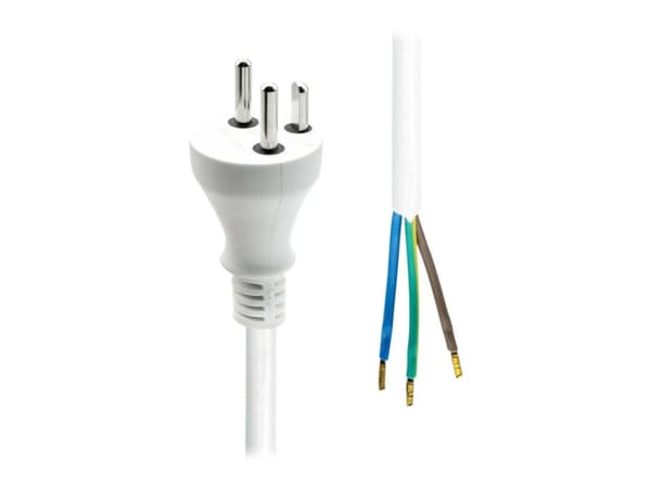 ProXtend - Strömkabel - Typ K (hane) till oisolerad ledning - 250 V - 16 A - 5 m - monteringskabel - vit - Grönland, Danmark