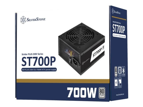SilverStone Strider Essential Series ST700P - Strømforsyning (intern) - ATX12V 2.4/ EPS12V - 80 PLUS - AC 230 V - 700 watt - aktiv PFC - svart Sort