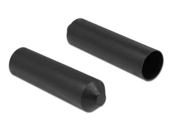 DeLOCK 19772, Lämpökutisteen päätykorkki, Musta, Polyolefiini, 7 cm, 2 kpl, 90 - 130 °C