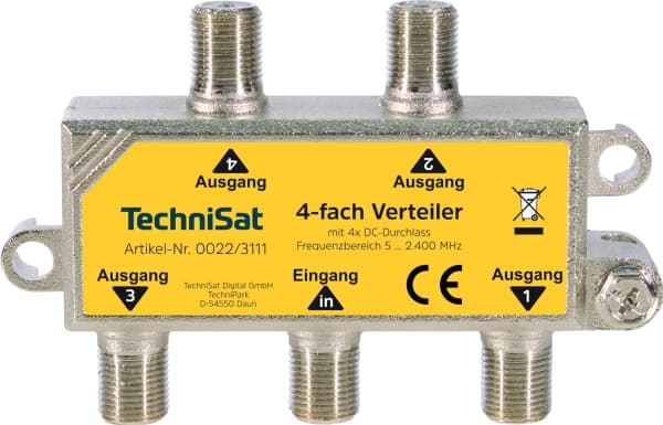 TechniSat - Antennesplitter - F-kopling til F-kopling - skjermet - sølv