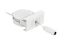 Delock Easy 45 - Strømkabel - 5,5 x 2,1 mm DC-jakk (hunn) til 5,5 x 2,1 mm DC-jakk (hunn) - 12 V - 1.5 A - 50 cm - tilbaketrekkbar, flat - hvit, RAL