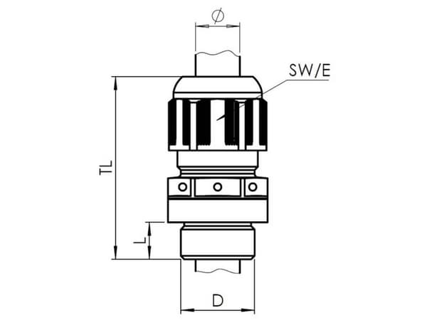 Wiska 10100666 Shock Resistant Cable Gland, With Strain Relief