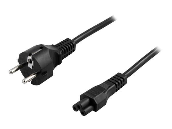 DELTACO DEL-109C - Strømkabel - power CEE 7/7 (hann) rett til IEC 60320 C5 rett - AC 250 V - 2.5 A - 1 m - svart