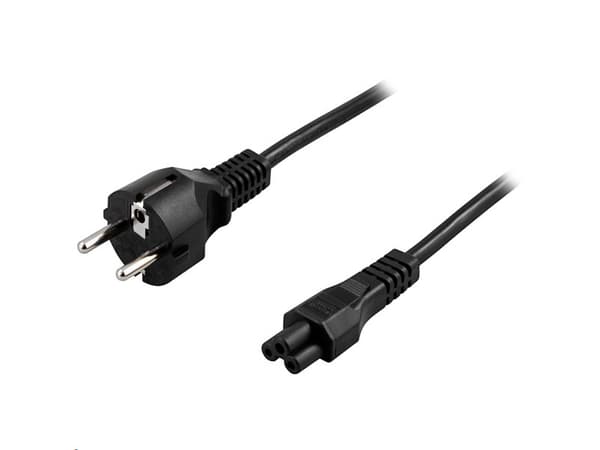 DELTACO DEL-109C - Strømkabel - power CEE 7/7 (hann) rett til IEC 60320 C5 rett - AC 250 V - 2.5 A - 1 m - svart