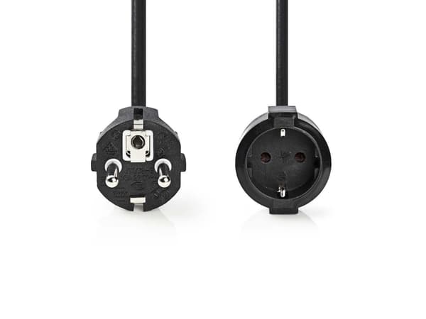 Nedis - Jatkojohto verkkovirralle - CEE 7/7 (uros) - CEE 7/7 (naaras) - 250 V - 16 A - 5 m - pyöreä - musta - musta