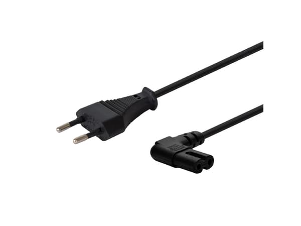 SAVIO CL-144 - Strømkabel - 2-pols (hann) til power IEC 60320 C7 vinklet - 250 V - 2.5 A - 3 m - svart