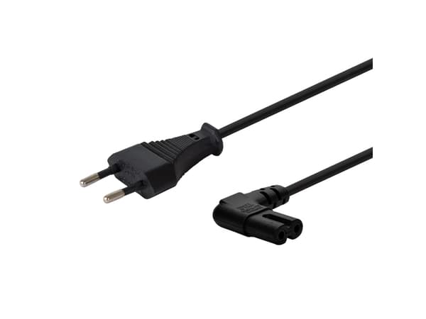 SAVIO CL-144 - Strømkabel - 2-pols (hann) til power IEC 60320 C7 vinklet - 250 V - 2.5 A - 3 m - svart