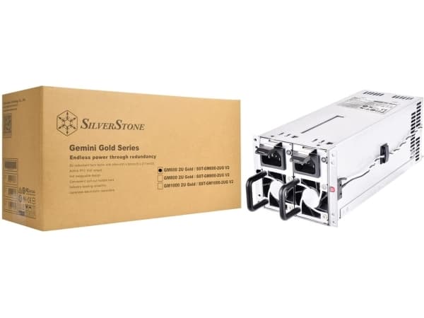 SilverStone GEMINI Series SST-GM600-2UG-V2 - Strømforsyning - hurtigstik/redundant (indstiksmodul) - PS/2 - 80 PLUS Gold - AC 90-264 V - 600 Watt - a