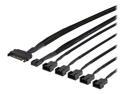 DELTACO - Strømsplitter - 4-stifts viftekontakt (hunn) til 4-stifts viftekontakt (hann) - 45 cm