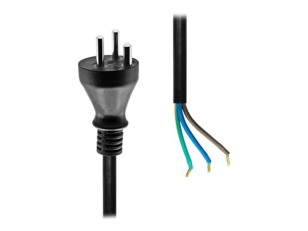 ProXtend - Strømkabel - type K (hann) til uisolert tråd - 250 V - 16 A - 1 m - montage cord - svart - Grønland, Danmark