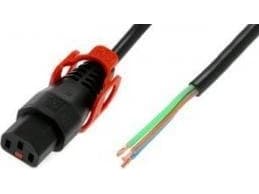 IEC-LOCK power cord Power cord to be earned with a lock IEC LOCK + 3x1mm2 OPEN/C13 straight 2m black