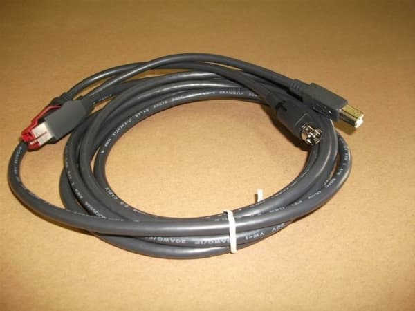Epson - USB-kabel med egen strömförsörjning - USB PlusPower (24 V) (hane) till USB typ B, Ström mini-DiN (hane) - 3 m - svart