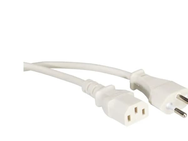 Verdi strømledning T12 til C13, hvit 1,8m, 1,8mm