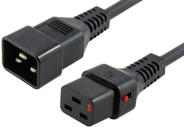 MicroConnect - Strømkabel - IEC 60320 C19 låsing til IEC 60320 C20 rett - AC 250 V - 16 A - 1 m - svart