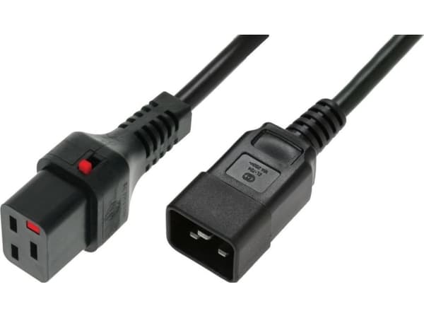 MicroConnect - Strømkabel - IEC 60320 C19 låsing til IEC 60320 C20 rett - AC 250 V - 16 A - 1 m - svart