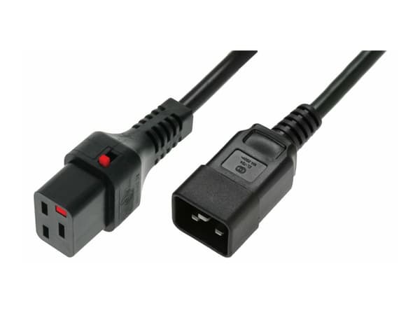 MicroConnect - Strømkabel - IEC 60320 C19 låsing til IEC 60320 C20 rett - AC 250 V - 16 A - 1 m - svart