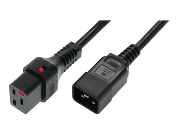 MicroConnect - Strømkabel - IEC 60320 C19 låsing til IEC 60320 C20 rett - AC 250 V - 16 A - 1 m - svart