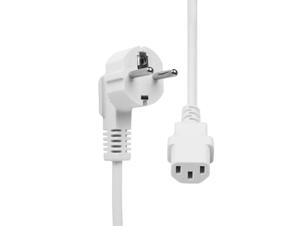 ProXtend - Strømkabel - type F (hann) vinklet til power IEC 60320 C13 rett - 250 V - 16 A - 2 m - hvit - Europa