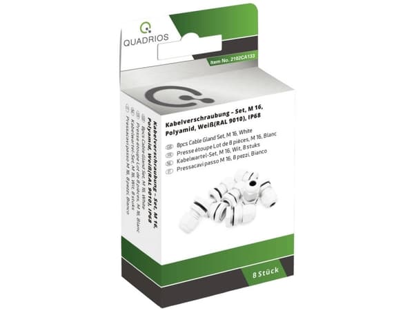 Quadrios 2102CA133 2102CA133 Kabelforskruning sortiment M16 PA66 Hvid 1 Set