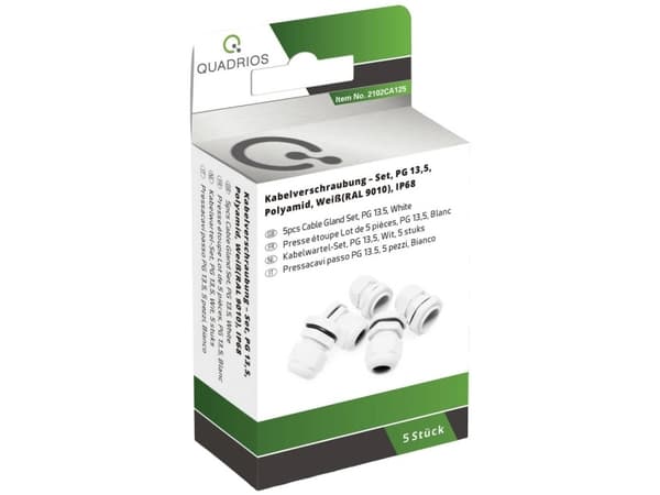 Quadrios 2102CA125 2102CA125 Kabelforskruning sortiment PG13.5 PA66 Hvid 1 Set