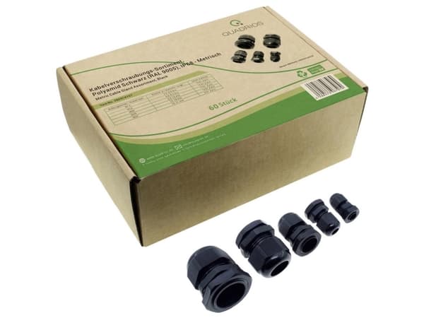 Quadrios 2009CA107 2009CA107 Kabelforskruning sortiment PA66 Sort (RAL 9005) 1 Set