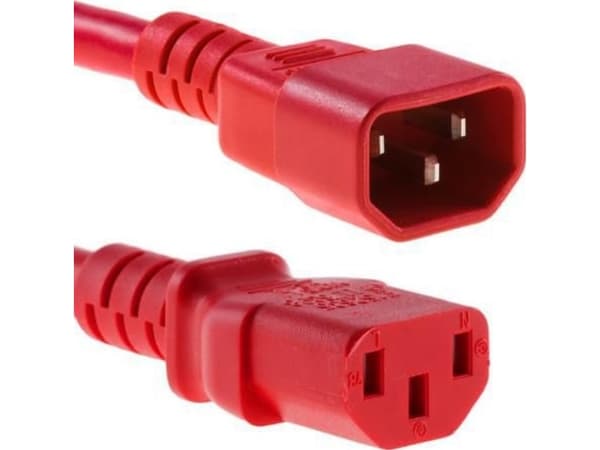 MicroConnect - Strømforlengelseskabel - IEC 60320 C14 til power IEC 60320 C13 - 10 A - 3 m - rød