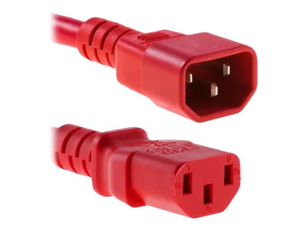 MicroConnect - Strømforlengelseskabel - IEC 60320 C14 til power IEC 60320 C13 - 10 A - 3 m - rød