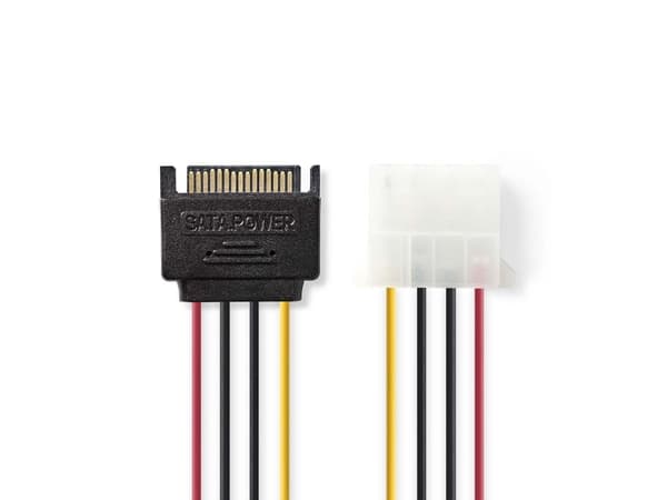 Nedis - Strømadapter - SATA-strøm (hann) til 4-pin intern strøm (hunn) - 15 cm - rund - forskjellige