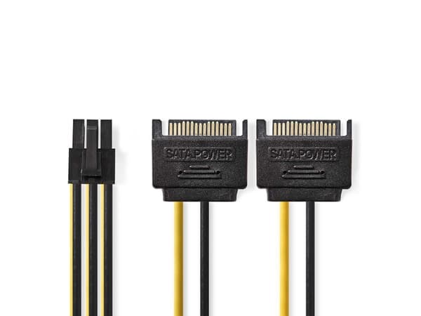 Nedis - Strømadapter - 6-pins PCIe-strøm (hunn) til SATA-strøm (hann) - 15 cm - forskjellige