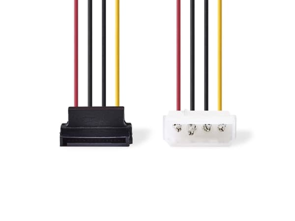 Nedis - Strømadapter - SATA (hunn) vinklet til 4-pin intern strøm (hann) rett - 15 cm - rund - forskjellige