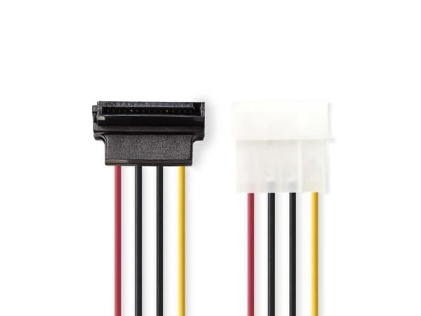 Nedis - Strømadapter - SATA (hunn) vinklet til 4-pin intern strøm (hann) rett - 15 cm - rund - forskjellige