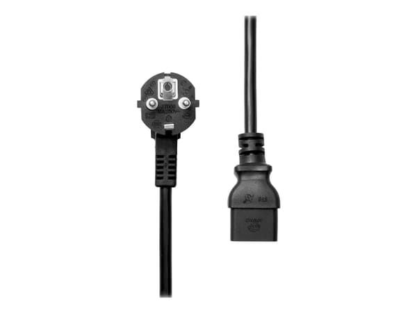 ProXtend - Strømkabel - IEC 60320 C19 til type F (hann) vinklet - 250 V - 10 A - 50 cm - svart - Europa