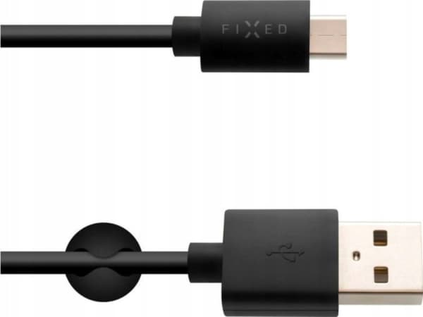 Fast data- og ladekabel, USB-A -> USB-C, 20 W, 2 m lang, svart