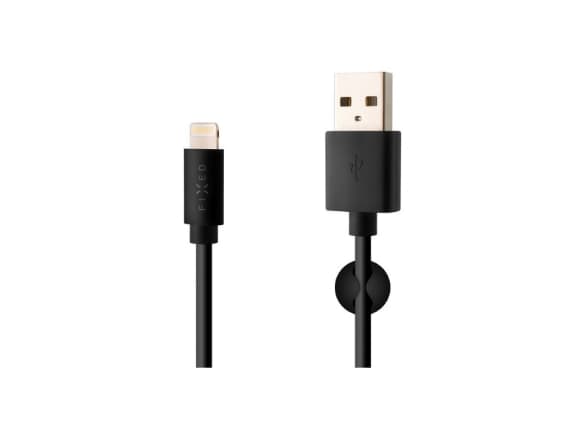 Kiinteä data- ja latauskaapeli, USB-A -> Lightning (MFI), 20 W, 1 m pitkä, musta