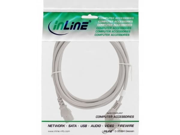 InLine 16655G, 5 m, Virtapistoke tyyppi E, C13 liitin