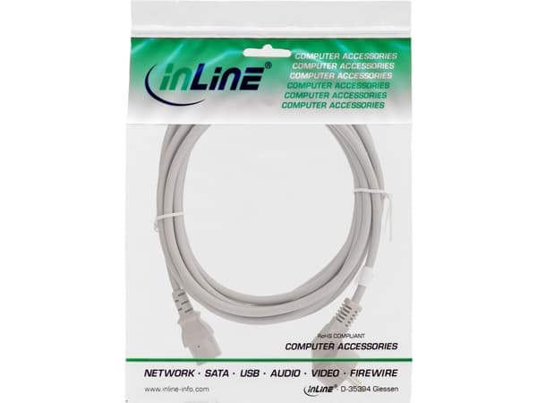 InLine 16655G, 5 m, Virtapistoke tyyppi E, C13 liitin