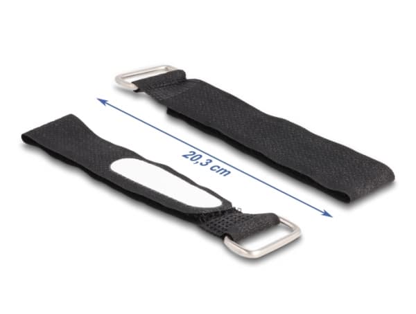 Delock - Kabelfestebånd - hook-and-loop, with loop and label tap - 20.3 cm - svart (en pakke 5)