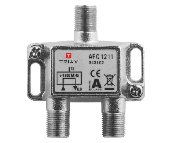 Triax AFC 1211, Kabelspillter, 75 O, 5 - 1218 MHz, Metallisk, Zink, Hunkjønn