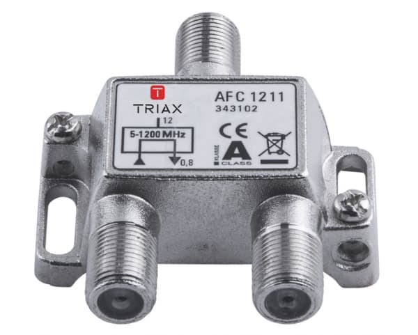Triax AFC 1211, Kabelspillter, 75 O, 5 - 1218 MHz, Metallisk, Zink, Hunkjønn