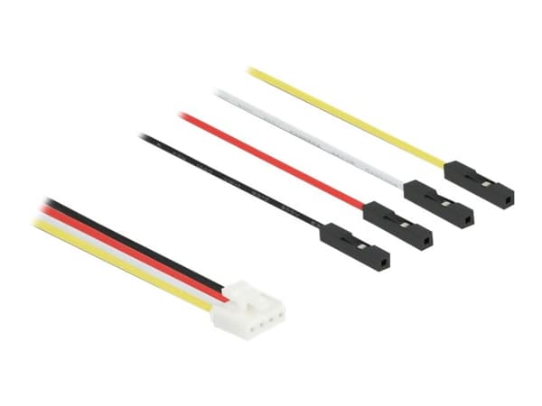 Delock IOT - Strøm/data-kabel - 4 pin Grove (hann) til brokabler (hunn) - 5 A - 20 cm - strømkabel - svart, hvit, gul, rød