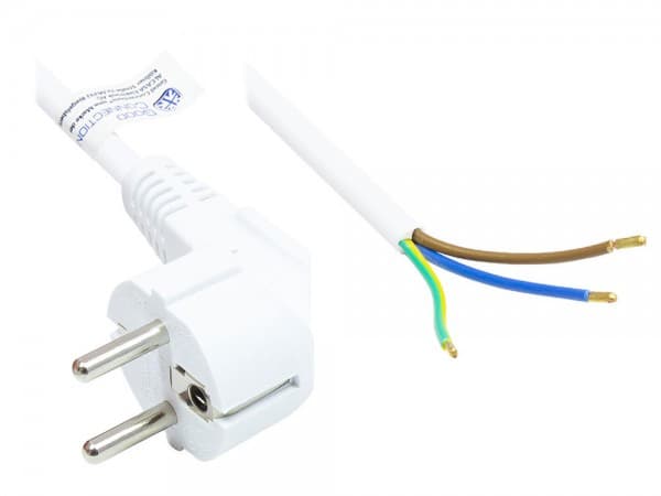Alcasa P0185-W030, 3 m, Strømplugg type E+F, H05VV-F3G, 250 V